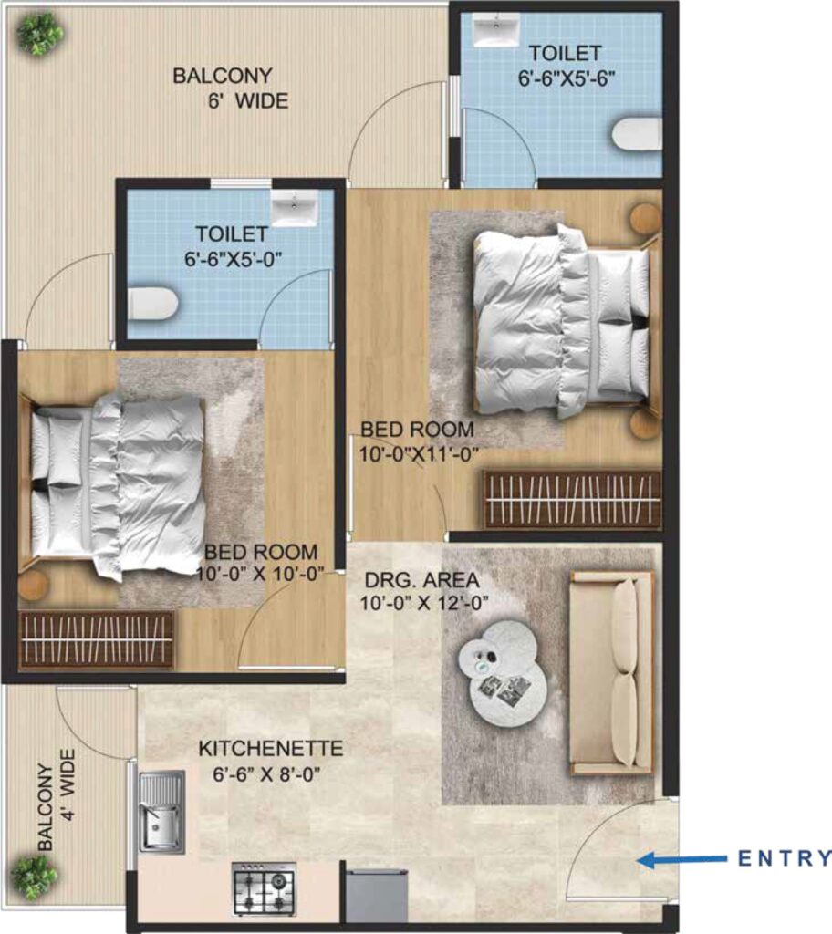 Elegante — Unit Plan – 2 Bedroom